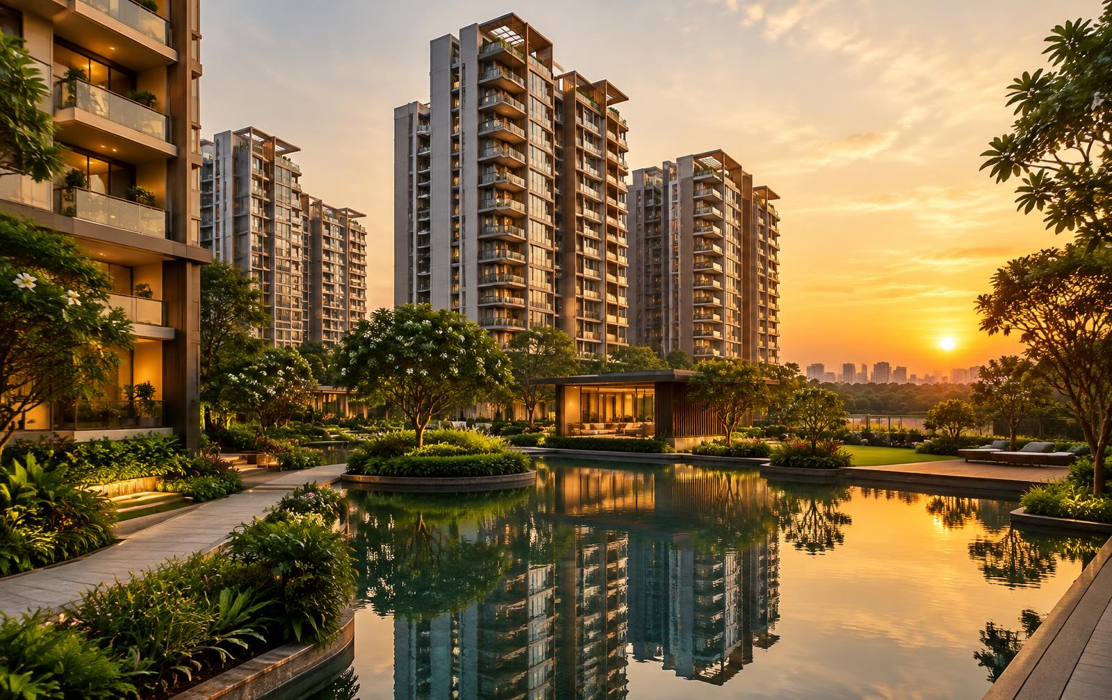 Sobha Hennur premium residential towers with landscaped gardens, North Bangalore